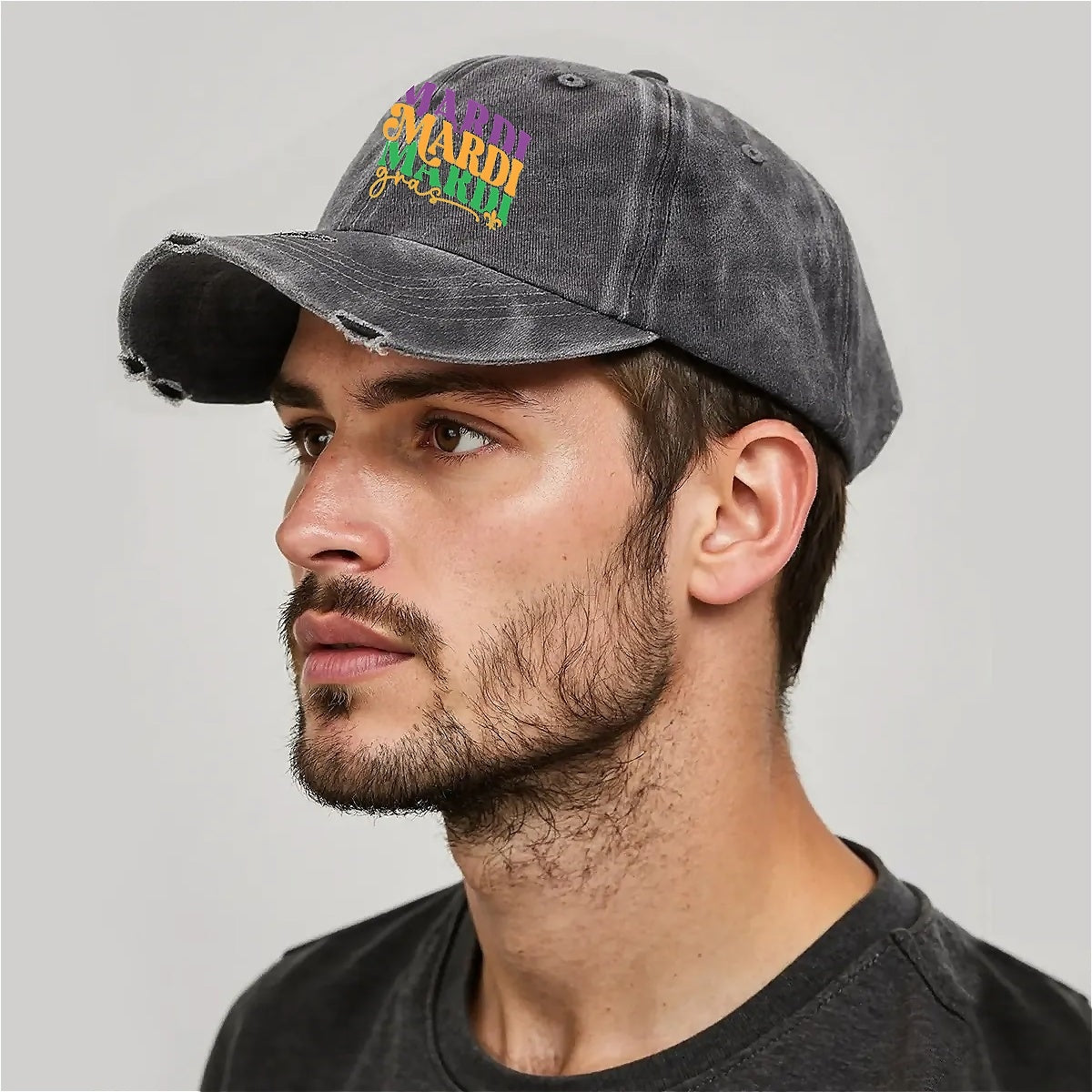 MARDI Unisex Adjustable Curved Brim Print Hole Cowboy Baseball Hat