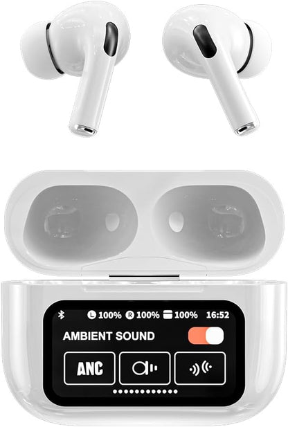 Noise Cancelling Bluetooth Earbuds with Big Touch Intellignet Screen Charging Case