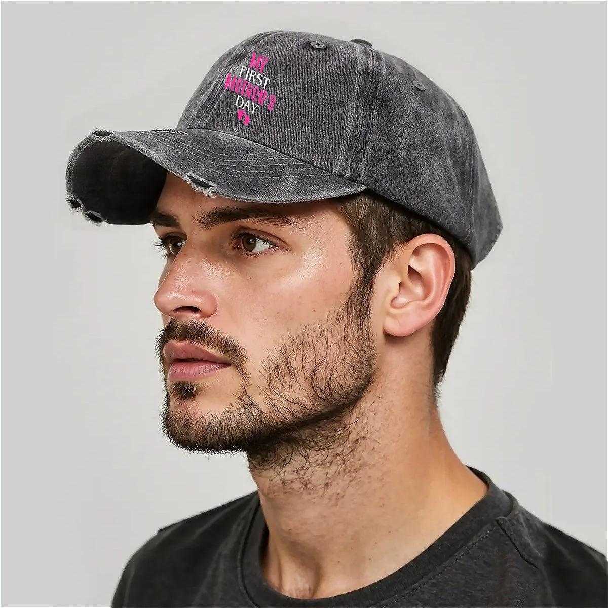 Mother Day Unisex Adjustable Curved Brim Print Hole Cowboy Baseball Hat