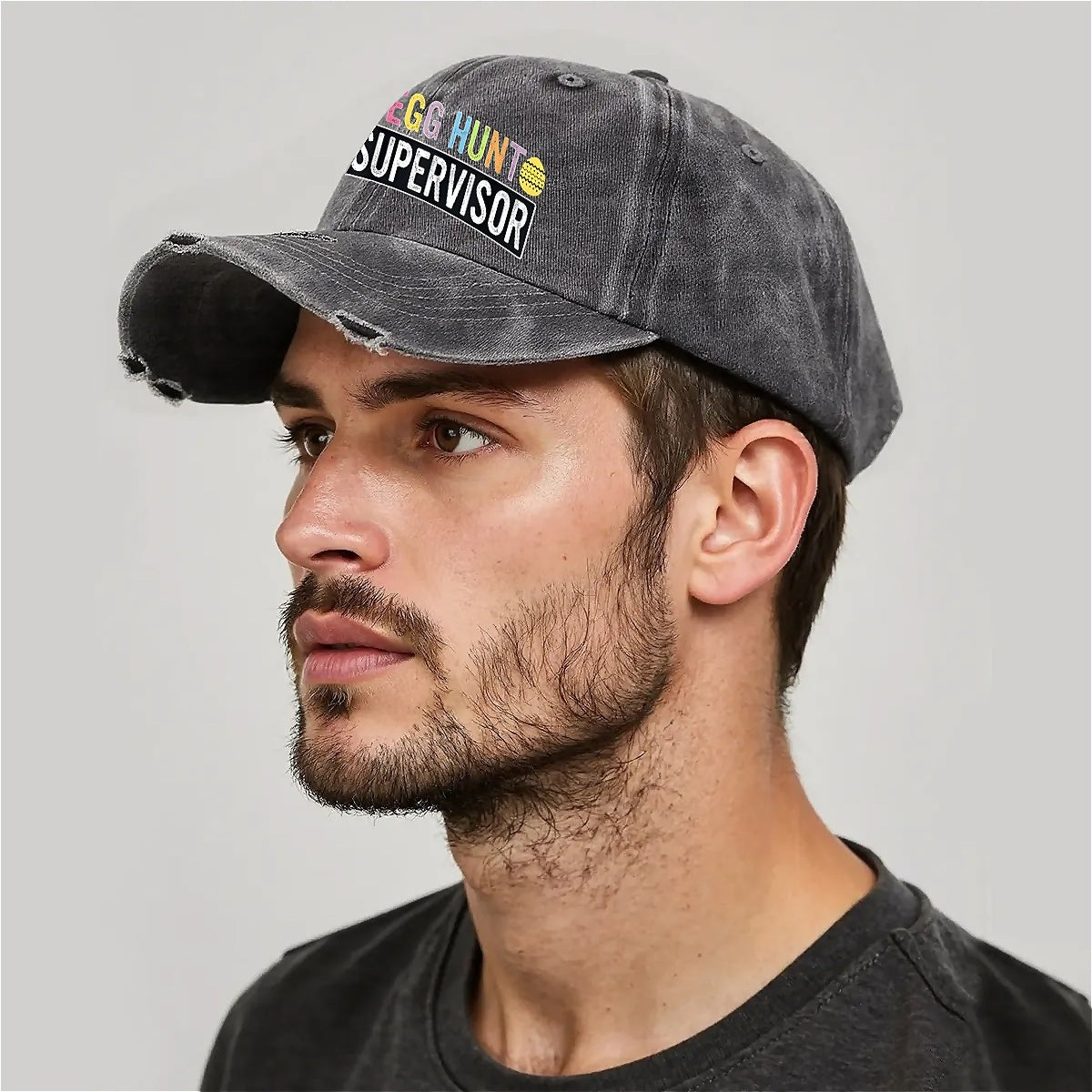 Egg Hunt Unisex Adjustable Curved Brim Print Hole Cowboy Baseball Hat