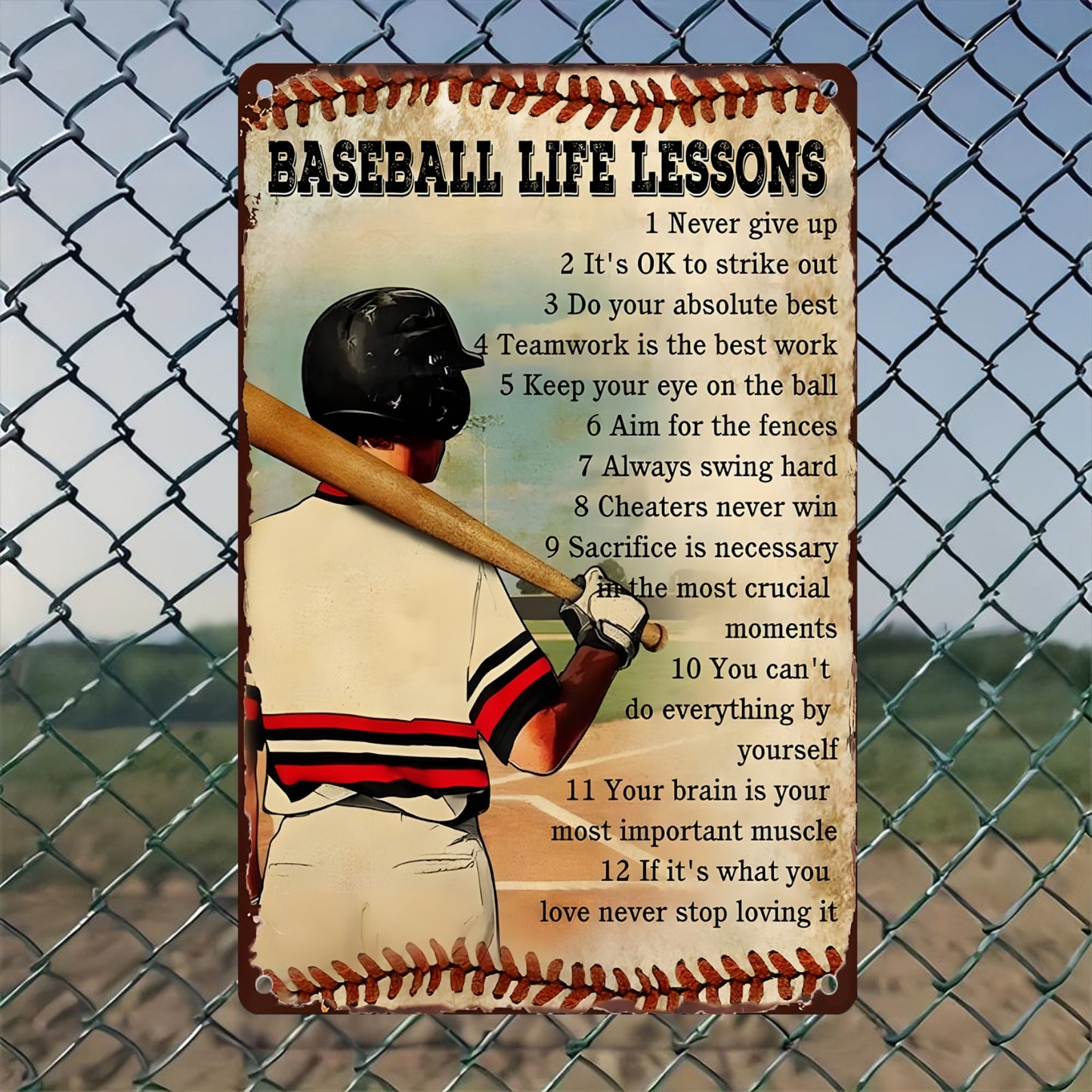 8" x 12" baseball vintage metal sign, durable, wear-resistant, rust-resistant, suitable for garden, room, living room, bar, garage and other decorations, a good gift