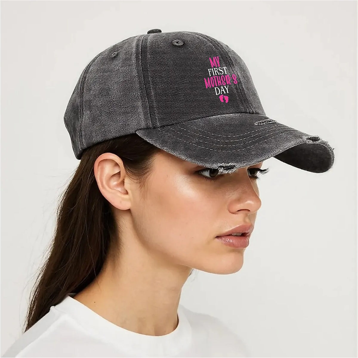 Mother Day Unisex Adjustable Curved Brim Print Hole Cowboy Baseball Hat