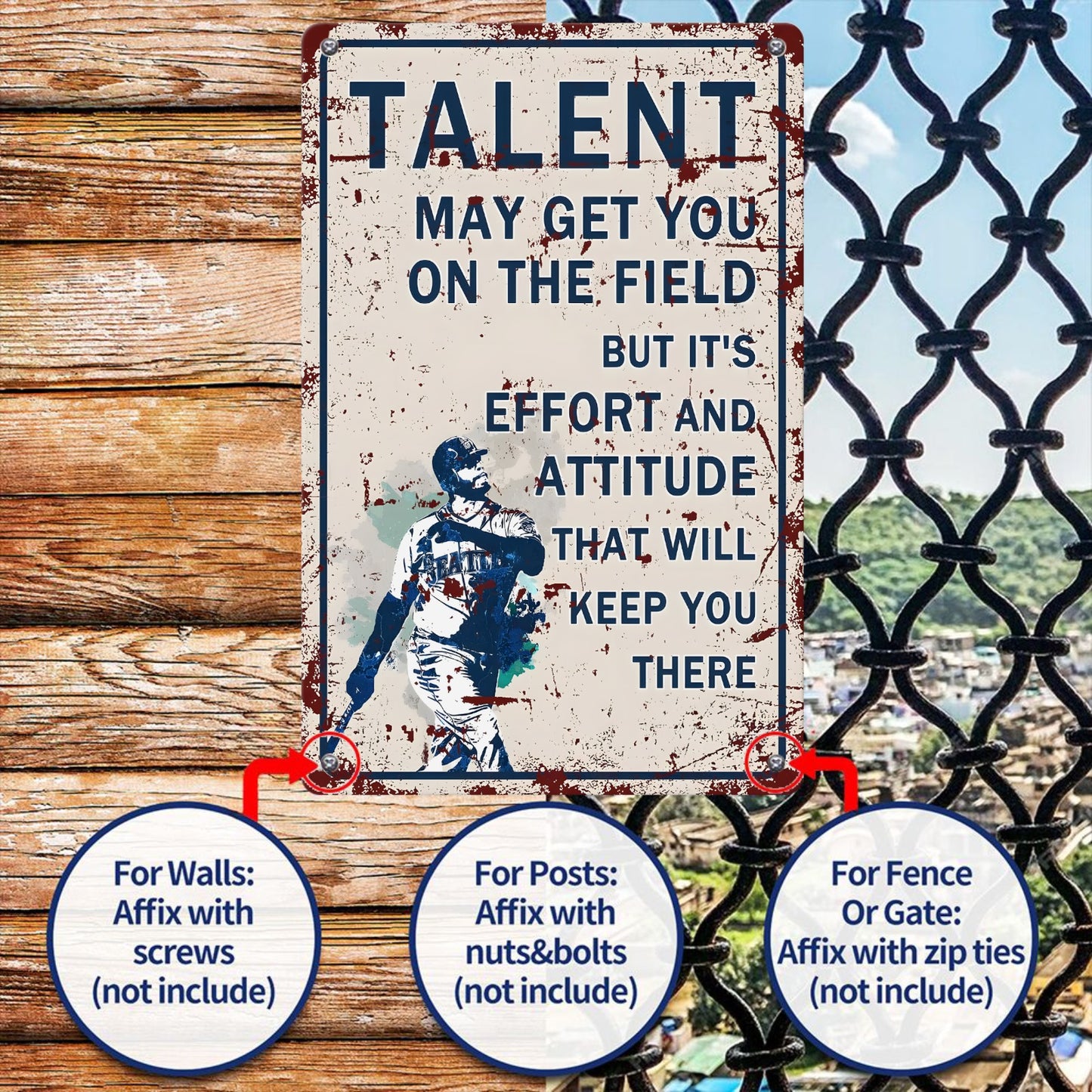 8" x 12" baseball vintage metal sign, durable, wear-resistant, rust-resistant, suitable for garden, room, living room, bar, garage and other decorations, a good gift
